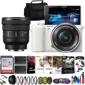 Sony Alpha a5100 Mirrorless Digital Camera (White) with 16-50mm Lens + 64GB Card + More