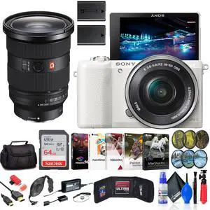 Sony Alpha a5100 Mirrorless Digital Camera (White) with 16-50mm Lens + 64GB Card + More