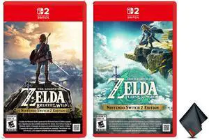 Nintendo The Legend of Zelda: Tears of the Kingdom + Nintendo The Legend of Zelda: Breath of the Wild for Nintendo Switch 2 Edition + Microfiber Cleaning Cloth