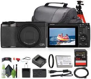 Ricoh GR III Compact Portable Digital Camera + 64GB Memory Card + More