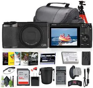 Ricoh GR III Compact Portable Digital Camera + 64GB Memory Card + More