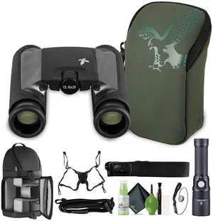 Swarovski 10x25 CL Pocket Binoculars Anthracite Wild Nature Bundle