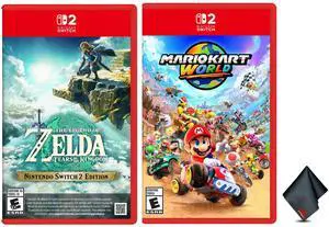Nintendo Mario Kart World for Switch 2 + The Legend of Zelda: Tears of the Kingdom, Switch 2 Edition + Microfiber Cleaning Cloth
