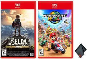 Nintendo Mario Kart World for Switch 2 + The Legend of Zelda Breath of the Wild  Switch 2 Edition + Microfiber Cleaning Cloth