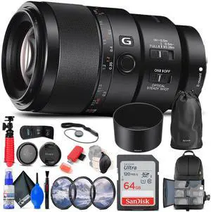 Sony FE 90mm f/2.8 Macro G OSS Lens + Filter Kit + BackPack + 64GB Card + More