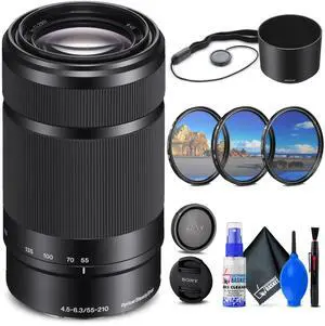 Sony E 55-210mm f/4.5-6.3 OSS Lens  + Filter Kit + Cap Keeper + Cleaning Kit