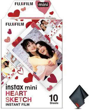FUJIFILM INSTAX MINI Heart Sketch Instant Film (10 Exposures) Bundle