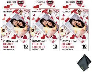FUJIFILM INSTAX MINI Heart Sketch Instant Film (30 Exposures) Bundle