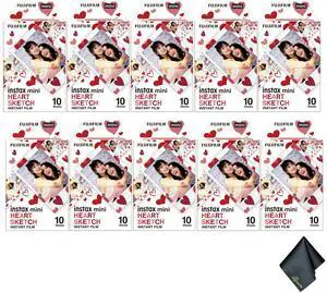 FUJIFILM INSTAX MINI Heart Sketch Instant Film (100 Exposures) Bundle