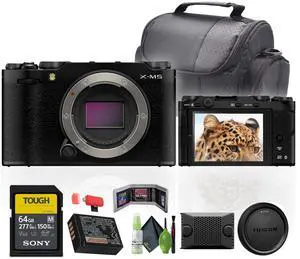 Fujifilm X-M5 Mirrorless Digital Camera Body (Black) + 64GB Memory Card + More