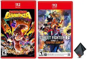 Nintendo Donkey Kong Bananza for Switch 2 + STREET FIGHTER 6 Year 1-2 Fighters Edition + Microfiber Cleaning Cloth