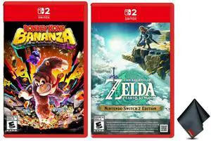 Nintendo Donkey Kong Bananza + The Legend of Zelda: Tears of the Kingdom   Nintendo Switch 2 Edition + Microfiber Cleaning Cloth