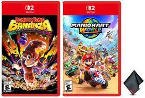 Nintendo Mario Kart World for Switch 2 + Donkey Kong Bananza for Switch 2 + Microfiber Cleaning Cloth