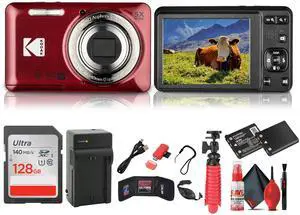 Kodak Pixpro FZ55 Digital Camera in Red (FZ55RD) Bundle with Accessories