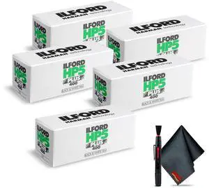 (5) Ilford HP5 Plus B&W Negative Film ISO 400 (120 Roll Film) + Cleaning Kit