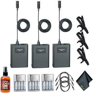 Pack of 3 Audio-Technica Pro 70 Cardioid Microphone, 4xAA Batteries With Charger