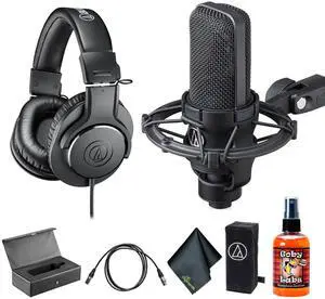 Audio-Technica AT4040 Cardioid Condenser Microphone, ATH-M20x Studio Headphones