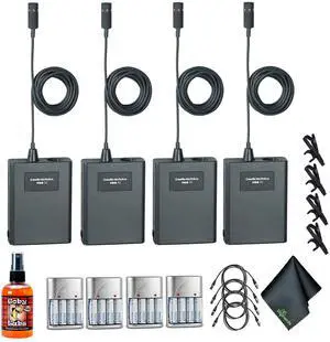 Pack of 4 Audio-Technica Pro 70 Cardioid Microphone, 4xAA Batteries With Charger