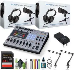 Zoom PodTrak P8 Podcast Recorder, BTA-2 Adapter, Pack of 2 Zoom ZDM-1 Mic Pack