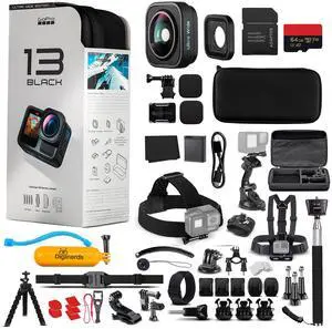 GoPro HERO13 (Black) Ultra Wide Edition - Waterproof Action Camera + 64GB Card and 50 Piece Accessory Kit