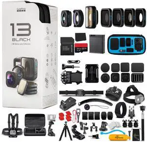 GoPro HERO13 Black with HB-Series Lens Collection - Waterproof Action Camera + 64GB Card and 50 Piece Accessory Kit