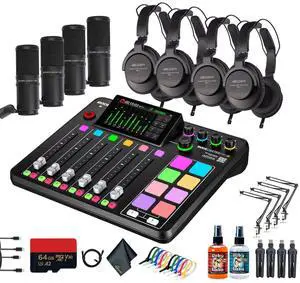 RODE RODECaster Pro II + Headphones + Podcast Microphone + Mic Arm Stand + More (Bundle)