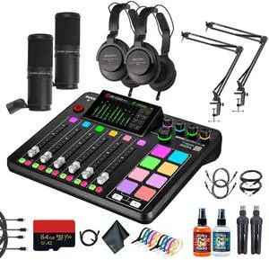 RODE RODECaster Pro II + Headphones + Podcast Microphone + Mic Arm Stand + More (Bundle)