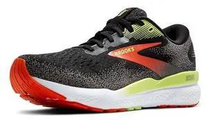 Brooks Men's Ghost 16 GTX Waterproof Neutral Running Shoe - Black/Mandarin Red/Green - 10 Medium