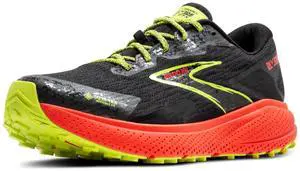 Brooks Mens Divide 5 GTX Waterproof Trail Running Shoe - Black/Cherry/Lime - 9.5 Medium