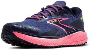 Brooks Womens Divide 5 Trail Running Shoe - Grey Blue/Pink/Lime - 5.5 Medium