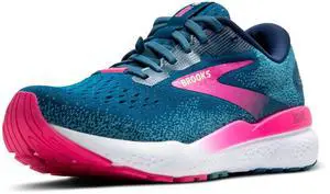 Brooks Women's Ghost 16 GTX Waterproof Neutral Running Shoe - Moroccan Blue/Pink/Yellow - 9 Medium