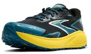 Brooks Mens Divide 5 Trail Running Shoe - Black/Celestial/Quince - 7.5 Medium