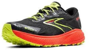 Brooks Mens Divide 5 GTX Waterproof Trail Running Shoe - Black/Cherry/Lime - 8 Medium