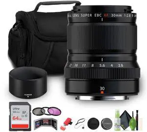 FUJIFILM XF 30mm f/2.8 R LM WR Macro Lens, 64GB PRO UHS-I SDXC Memory Card