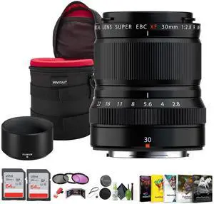 FUJIFILM XF 30mmf/2.8 R LM WR Macro Lens, 2 Pack 64GB PRO UHS-I SDXC Memory Card