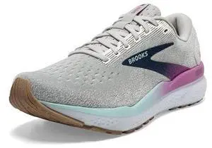 Brooks Womens Ghost 16 Neutral Running Shoe - White/Grey/Estate Blue - 9 Medium