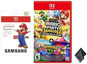 Nintendo Super Mario Party Jamboree -  Switch 2 Edition Bundle With Samsung microSD Express Card 256GB + Microfiber Cleaning Cloth