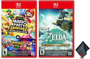 Nintendo Super Mario Party Jamboree Switch 2 Edition + Jamboree TV + The Legend of Zelda: Tears of the Kingdom + Microfiber Cleaning Cloth