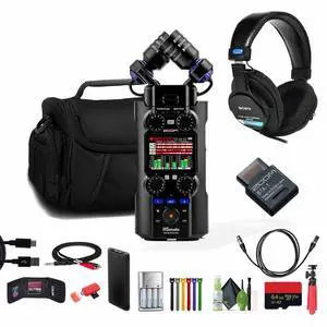 Zoom H5studio 4-Track Handy Recorder, Sony MDR-7506 Stereo Headphones, Bundle