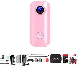 SJCAM C100 Plus Action Camera (Pink) Bundle