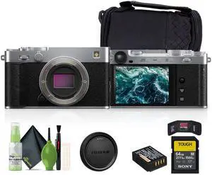 FUJIFILM X-E5 Mirrorless Digital Camera (Silver), 64GB UHS-II SDXC Memory Card