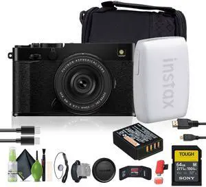 FUJIFILM X-E5 Mirrorless Digital Camera with XF 23mm f/2.8 Lens (Black), Printer - White