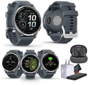 Garmin Approach S44, Silver/Twilight Silicone GPS Golf Smart watch Bundle