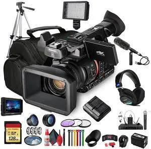 Panasonic AG-CX350 4K Camcorder (AG-CX350) W/Padded Case, 128 GB Memory Card + More