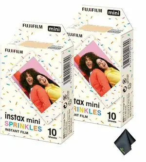 2xFUJIFILM INSTAX MINI Spinkles Instant Film (10 Exposures), Microfiber Cleaning Cloth, Bundle