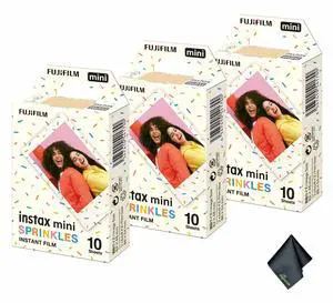 3xFUJIFILM INSTAX MINI Spinkles Instant Film (10 Exposures), Microfiber Cleaning Cloth, Bundle