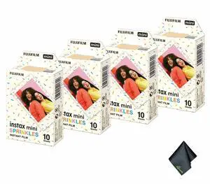 4xFUJIFILM INSTAX MINI Spinkles Instant Film (10 Exposures), Microfiber Cleaning Cloth, Bundle