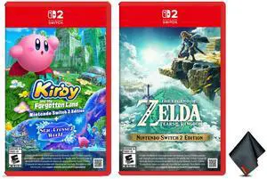 Nintendo The Legend of Zelda Tears of the Kingdom + Nintendo Kirby and the Forgotten Land + Star-Crossed World For Nintendo Switch 2 Edition + Microfiber Cleaning Cloth