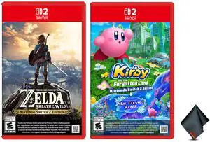 Nintendo The Legend of Zelda Breath of the Wild + Nintendo Kirby and the Forgotten Land + Star-Crossed World For Nintendo Switch 2 Edition + Microfiber Cleaning Cloth