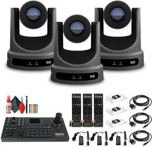 3 x PTZOptics Move SE PTZ Camera with 30x Optical Zoom (PT30X-SE-GY-G3) + SuperJoy PTZ Camera Controller